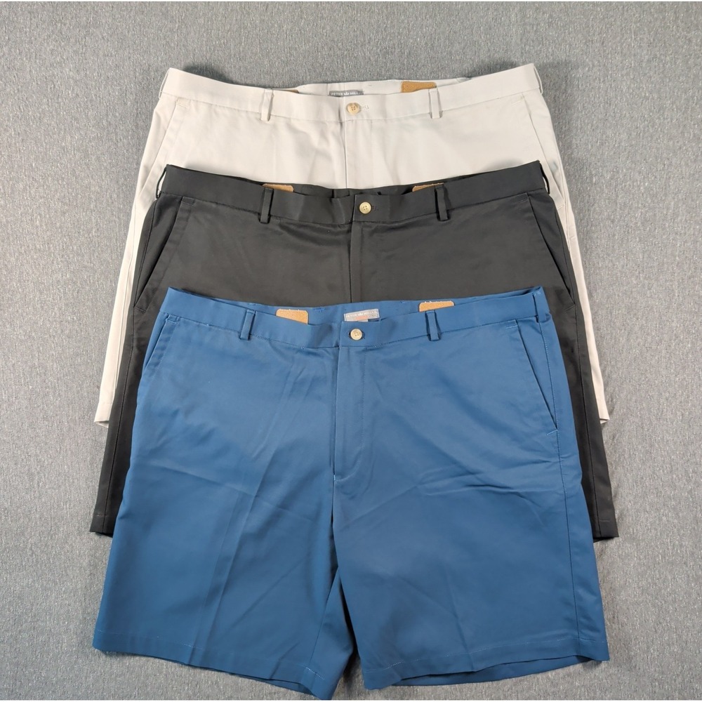 PETER MILLAR Shorts Men's Size 42 LOT of 3 Black Navy Blue & Gray GUC 9" Inseam